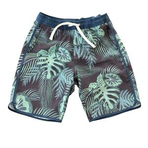 Fair Harbor Boys Medium Palm Tree Printed Swim Shorts Trunks Lined Swimwear